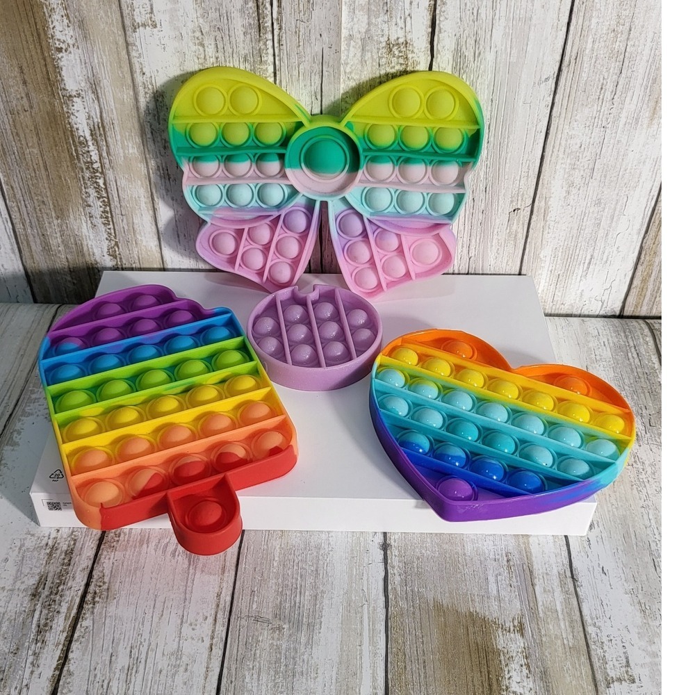 Pop It Fidget Toys Lot Butterfly Heart Lolipo/ Unicorn,a circle shape,drink cup - Picture 2 of 8